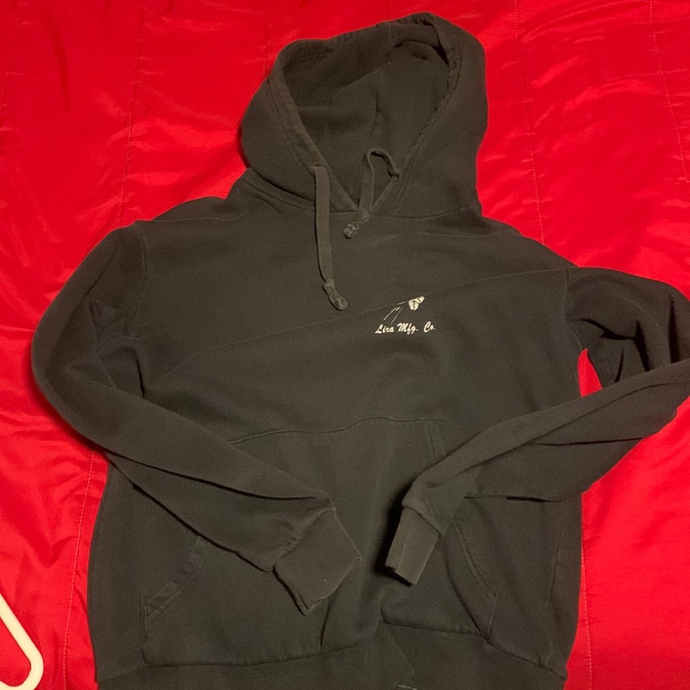 Black hoodie worn